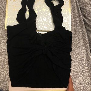 Black crop top with bow in-front